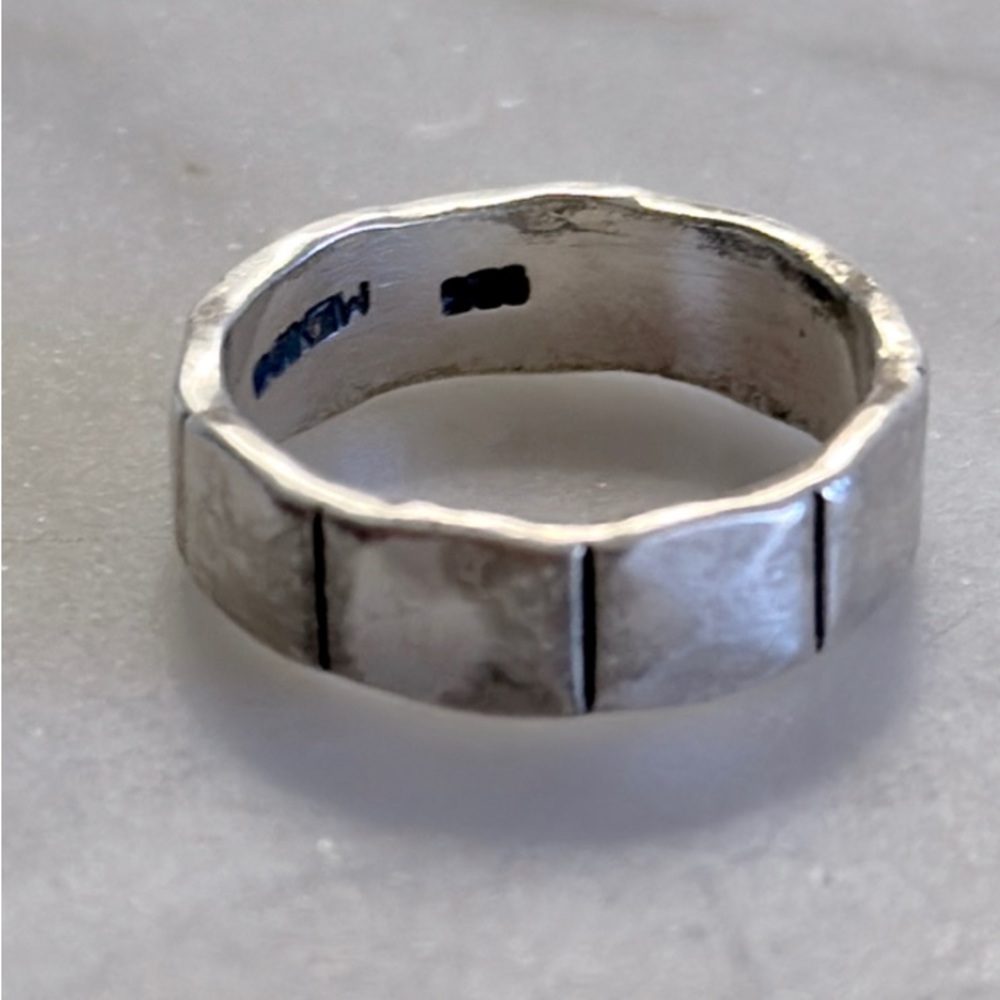 Silver 925 stud/studded punk style ring band, size 8